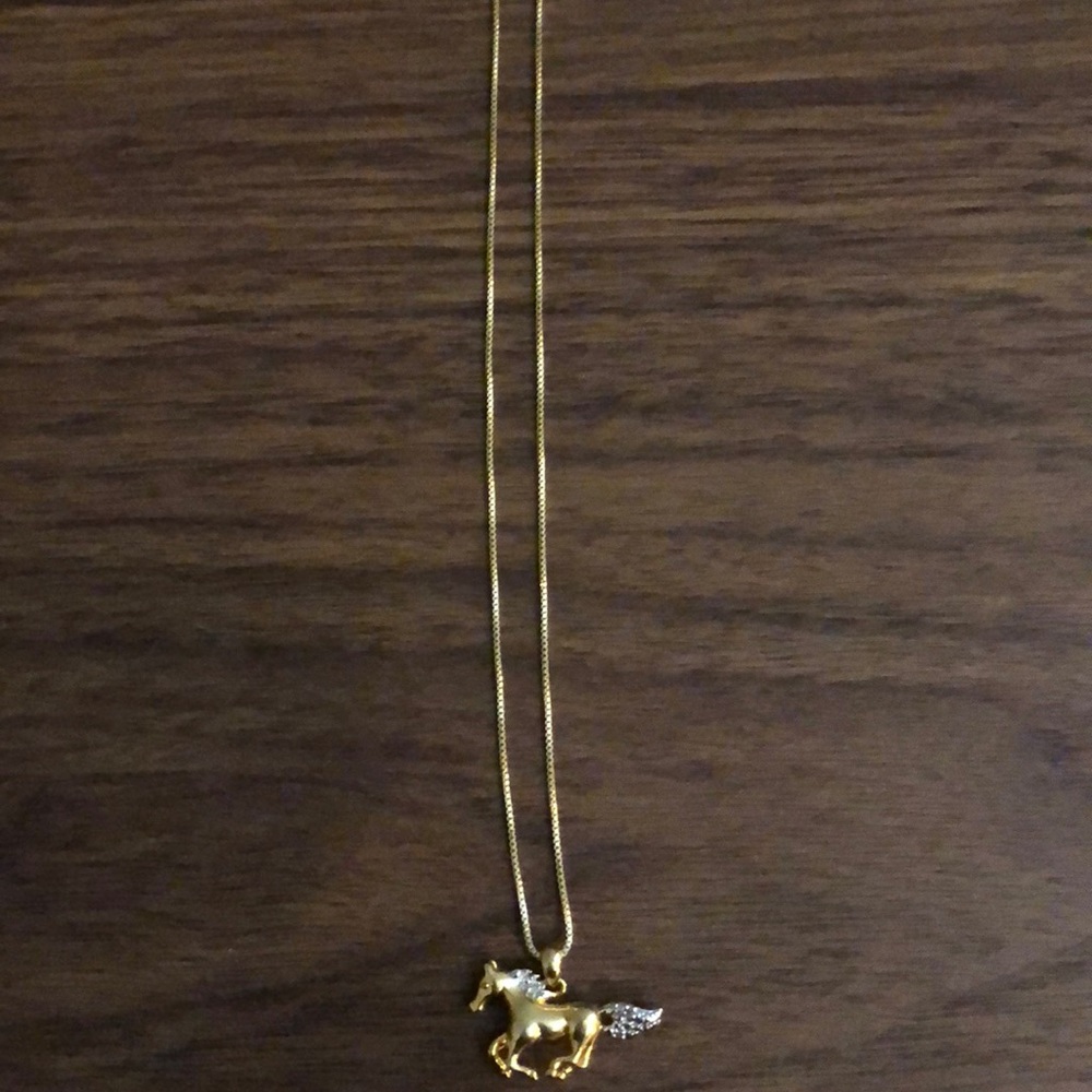Gold horse necklace